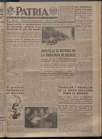 'Patria : diario de Falange Española Tradicionalista y de las J.O.N.S.' - Año XII Número 4070 - 1947 mayo 28