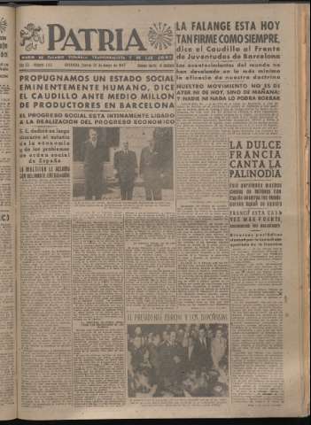 'Patria : diario de Falange Española Tradicionalista y de las J.O.N.S.' - Año XII Número 4071 - 1947 mayo 29