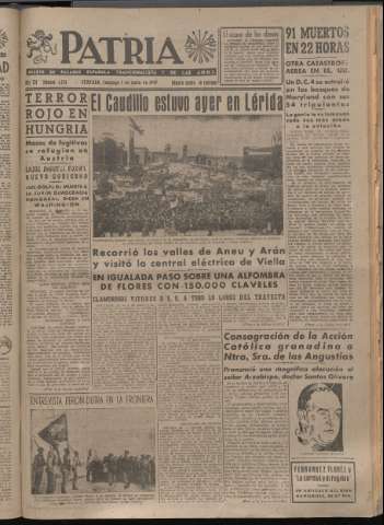 'Patria : diario de Falange Española Tradicionalista y de las J.O.N.S.' - Año XII Número 4074 - 1947 junio 1