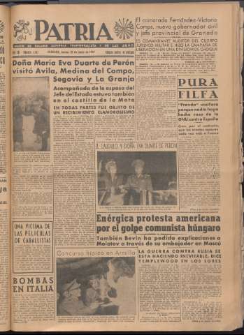 'Patria : diario de Falange Española Tradicionalista y de las J.O.N.S.' - Año XII Número 4081 - 1947 junio 12
