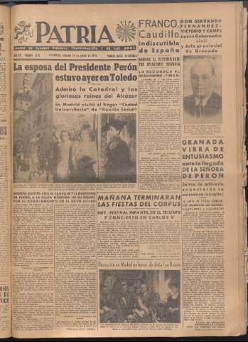 'Patria : diario de Falange Española Tradicionalista y de las J.O.N.S.' - Año XII Número 4083 - 1947 junio 14