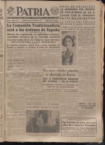 'Patria : diario de Falange Española Tradicionalista y de las J.O.N.S.' - Año XII Número 4105 - 1947 julio 10