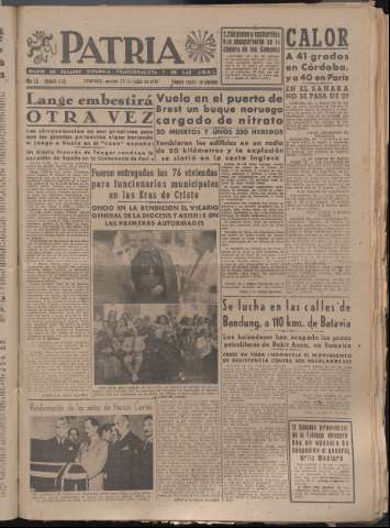'Patria : diario de Falange Española Tradicionalista y de las J.O.N.S.' - Año XII Número 4121 - 1947 julio 29