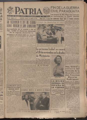 'Patria : diario de Falange Española Tradicionalista y de las J.O.N.S.' - Año XII Número 4124 - 1947 agosto 1