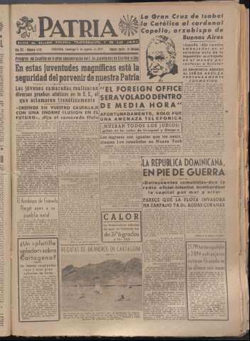 'Patria : diario de Falange Española Tradicionalista y de las J.O.N.S.' - Año XII Número 4126 - 1947 agosto 3