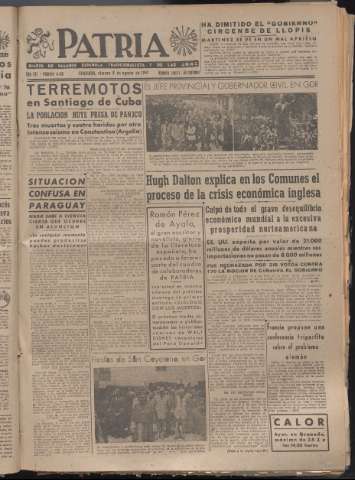'Patria : diario de Falange Española Tradicionalista y de las J.O.N.S.' - Año XII Número 4130 - 1947 agosto 8