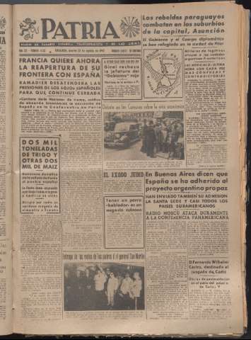 'Patria : diario de Falange Española Tradicionalista y de las J.O.N.S.' - Año XII Número 4133 - 1947 agosto 12
