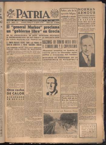'Patria : diario de Falange Española Tradicionalista y de las J.O.N.S.' - Año XII Número 4138 - 1947 agosto 17