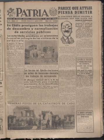 'Patria : diario de Falange Española Tradicionalista y de las J.O.N.S.' - Año XII Número 4122 - 1947 agosto 22