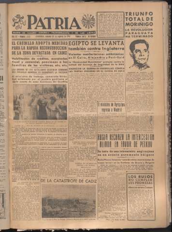 'Patria : diario de Falange Española Tradicionalista y de las J.O.N.S.' - Año XII Número 4123 - 1947 agosto 23
