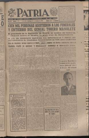 'Patria : diario de Falange Española Tradicionalista y de las J.O.N.S.' - Año XII Número 4130 - 1947 agosto 31