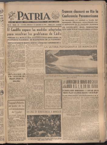 'Patria : diario de Falange Española Tradicionalista y de las J.O.N.S.' - Año XII Número 4132 - 1947 septiembre 3