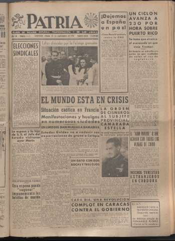 'Patria : diario de Falange Española Tradicionalista y de las J.O.N.S.' - Año XII Número 4141 - 1947 septiembre 13