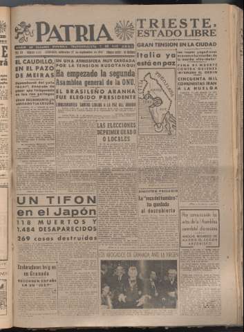 'Patria : diario de Falange Española Tradicionalista y de las J.O.N.S.' - Año XII Número 4144 - 1947 septiembre 17