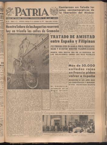 'Patria : diario de Falange Española Tradicionalista y de las J.O.N.S.' - Año XII Número 4154 - 1947 septiembre 28