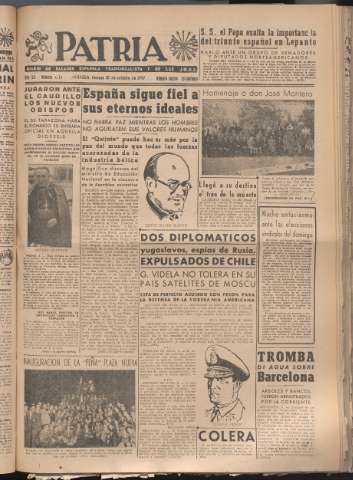 'Patria : diario de Falange Española Tradicionalista y de las J.O.N.S.' - Año XII Número 4164 - 1947 octubre 10