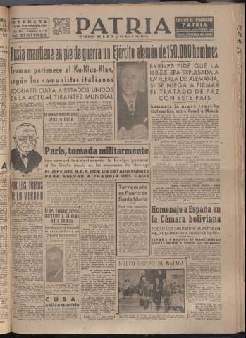 'Patria : diario de Falange Española Tradicionalista y de las J.O.N.S.' - Año XII Número 4170 - 1947 octubre 17
