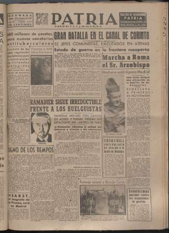 'Patria : diario de Falange Española Tradicionalista y de las J.O.N.S.' - Año XII Número 4171 - 1947 octubre 18