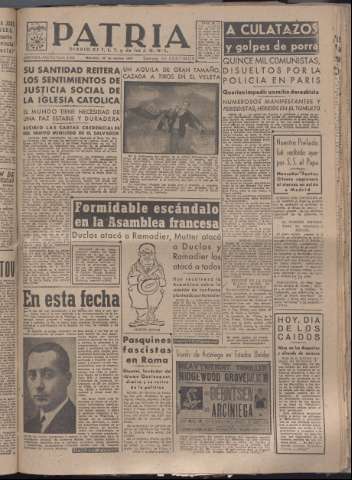 'Patria : diario de Falange Española Tradicionalista y de las J.O.N.S.' - Año XII Número 4180 - 1947 octubre 29
