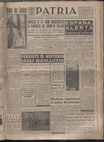 'Patria : diario de Falange Española Tradicionalista y de las J.O.N.S.' - Año XII Número 4183 - 1947 noviembre 1