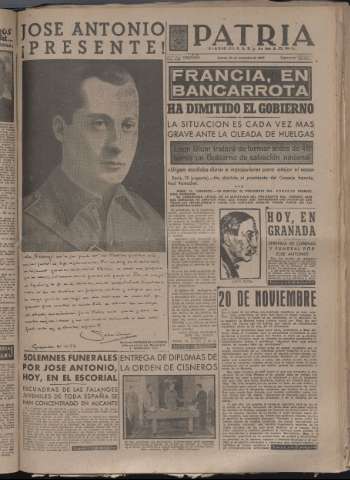 'Patria : diario de Falange Española Tradicionalista y de las J.O.N.S.' - Año XII Número 4199 - 1947 noviembre 20