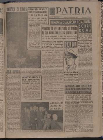 'Patria : diario de Falange Española Tradicionalista y de las J.O.N.S.' - Año XII Número 4219 - 1947 diciembre 13