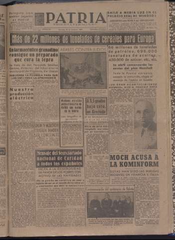 'Patria : diario de Falange Española Tradicionalista y de las J.O.N.S.' - Año XII Número 4226 - 1947 diciembre 21