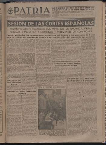 'Patria : diario de Falange Española Tradicionalista y de las J.O.N.S.' - Año XII Número 4227 - 1947 diciembre 23