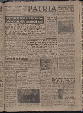 'Patria : diario de Falange Española Tradicionalista y de las J.O.N.S.' - Año XII Número 4228 - 1947 diciembre 24