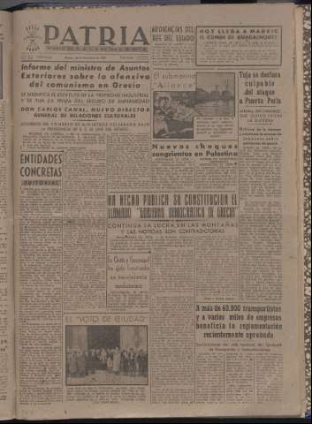 'Patria : diario de Falange Española Tradicionalista y de las J.O.N.S.' - Año XII Número 4230 - 1947 diciembre 27