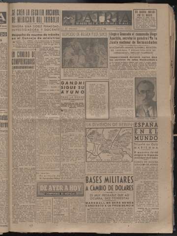 'Patria : diario de Falange Española Tradicionalista y de las J.O.N.S.' - Año XIII Número 4247 - 1948 enero 17