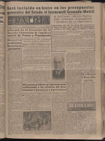 'Patria : diario de Falange Española Tradicionalista y de las J.O.N.S.' - Año XIII Número 4249 - 1948 enero 20