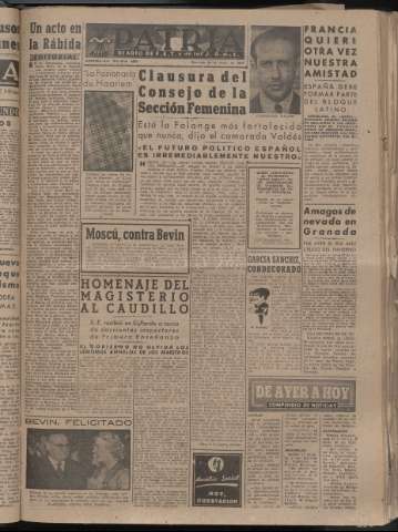 'Patria : diario de Falange Española Tradicionalista y de las J.O.N.S.' - Año XIII Número 4254 - 1948 enero 25