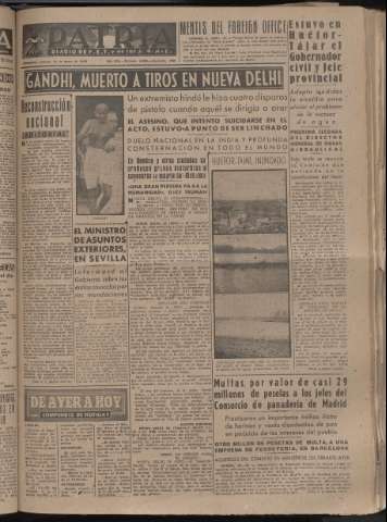 'Patria : diario de Falange Española Tradicionalista y de las J.O.N.S.' - Año XIII Número 4259 - 1948 enero 31