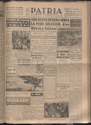 'Patria : diario de Falange Española Tradicionalista y de las J.O.N.S.' - Año XIII Número 4334 - 1948 abril 29