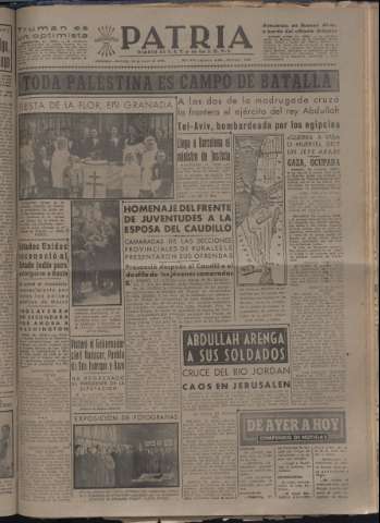 'Patria : diario de Falange Española Tradicionalista y de las J.O.N.S.' - Año XIII Número 4349 - 1948 mayo 16
