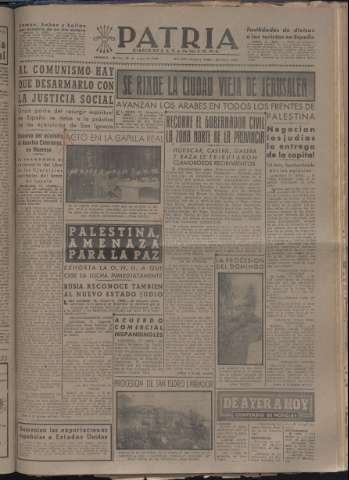 'Patria : diario de Falange Española Tradicionalista y de las J.O.N.S.' - Año XIII Número 4350 - 1948 mayo 18
