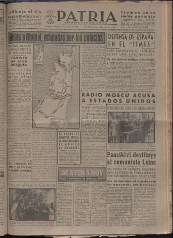 'Patria : diario de Falange Española Tradicionalista y de las J.O.N.S.' - Año XIII Número 4355 - 1948 mayo 23