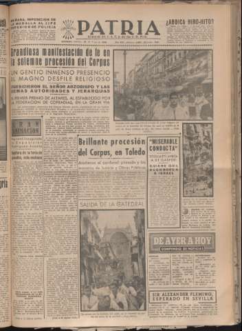 'Patria : diario de Falange Española Tradicionalista y de las J.O.N.S.' - Año XIII Número 4359 - 1948 mayo 28