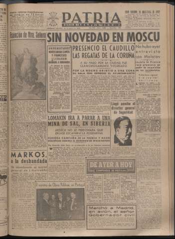 'Patria : diario de Falange Española Tradicionalista y de las J.O.N.S.' - Año XIII Número 4426 - 1948 agosto 15