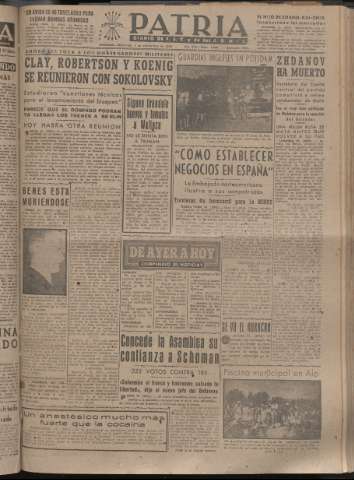 'Patria : diario de Falange Española Tradicionalista y de las J.O.N.S.' - Año XIII Número 4439 - 1948 septiembre 1