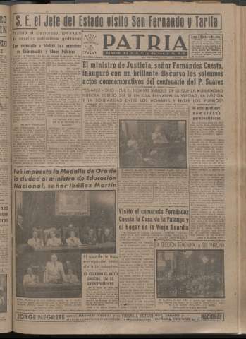 'Patria : diario de Falange Española Tradicionalista y de las J.O.N.S.' - Año XIII Número 4478 - 1948 octubre 16