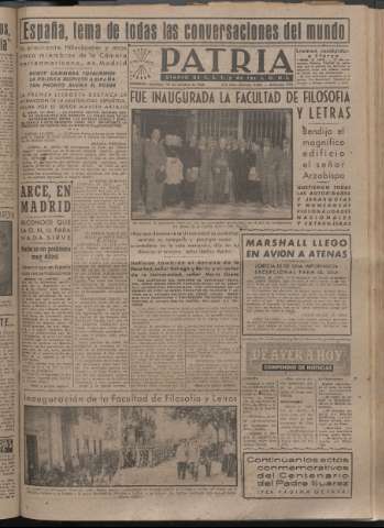 'Patria : diario de Falange Española Tradicionalista y de las J.O.N.S.' - Año XIII Número 4479 - 1948 octubre 17