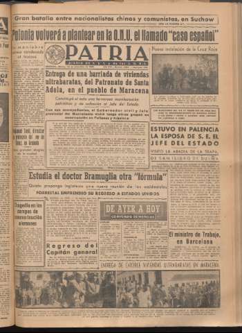 'Patria : diario de Falange Española Tradicionalista y de las J.O.N.S.' - Año XIII Número 4504 - 1948 noviembre 16
