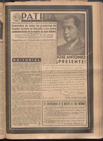 'Patria : diario de Falange Española Tradicionalista y de las J.O.N.S.' - Año XIII Número 4508 - 1948 noviembre 20