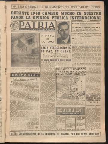 'Patria : diario de Falange Española Tradicionalista y de las J.O.N.S.' - Año XIV Número 4543 - 1949 enero 2