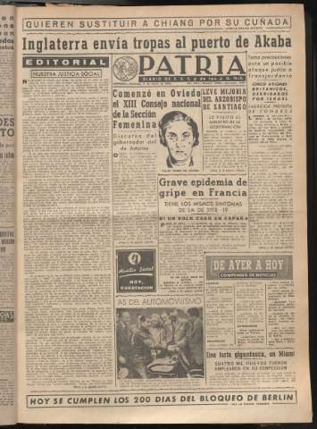 'Patria : diario de Falange Española Tradicionalista y de las J.O.N.S.' - Año XIV Número 4549 - 1949 enero 9