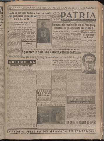 'Patria : diario de Falange Española Tradicionalista y de las J.O.N.S.' - Año XIV Número 4562 - 1949 enero 25