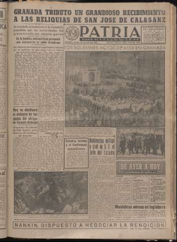 'Patria : diario de Falange Española Tradicionalista y de las J.O.N.S.' - Año XIV Número 4564 - 1949 enero 27