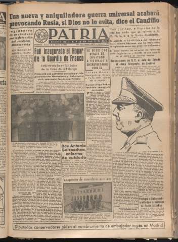 'Patria : diario de Falange Española Tradicionalista y de las J.O.N.S.' - Año XIV Número 4570 - 1949 febrero 3